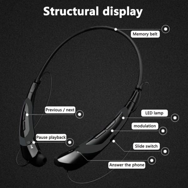 Bluetooth-kuulokkeet, langattomat Bluetooth 4.0 -kaulus musta