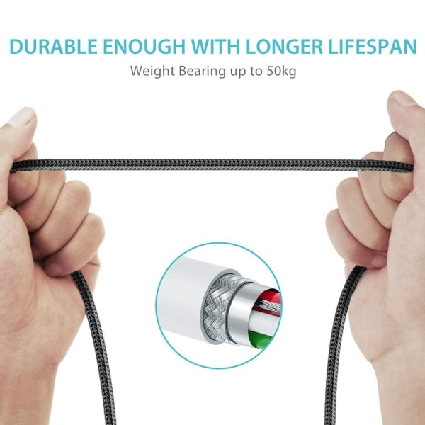 iPhone-latauskaapeli 1Pack Advanced Spring Long Black KLB