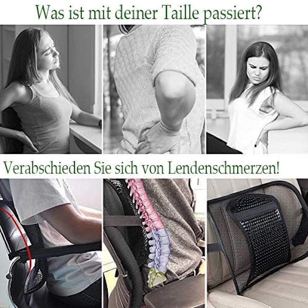RenFox Lumbar Support -verkko autoon ja toimistoon, lantiotuki, selän tuki toimistolle