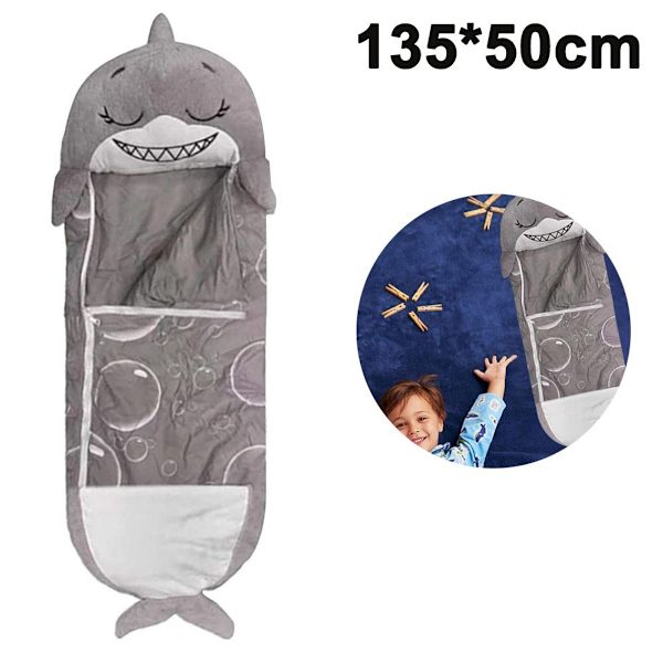 2 IN 1 Piirretty Eläimet Makuupussi Tyyny, Super Pehmeä Lämmin Harmaa KLB