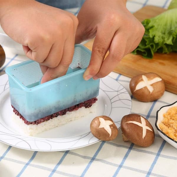 Rektangulär sushiboxpress, flerskikts sushiverktyg, DIY blå KLB
