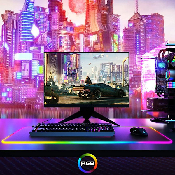 RGB Gaming Musemåtte Stor Udvidet Blød LED Musemåtte