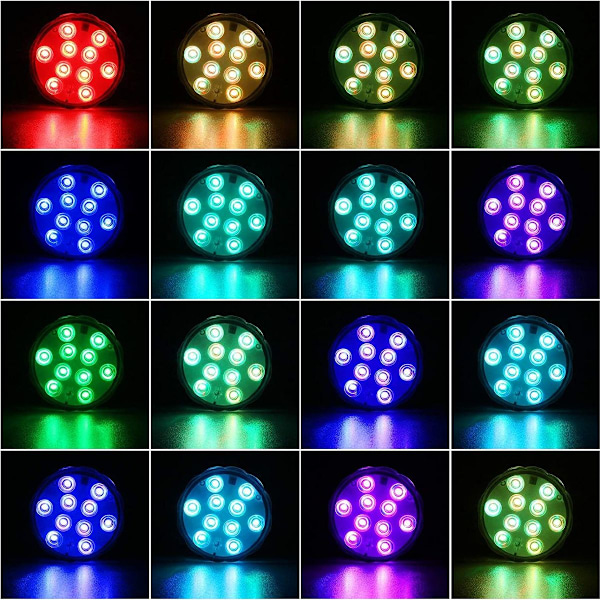 Neddykbar LED-lys, flerfarget RGB 10 LED-lys