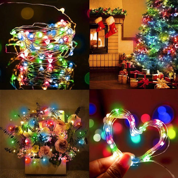 Förpackning med 6 LED-ljusslingor batteri, 2M 20 LED koppartrådsljusslingor KLB