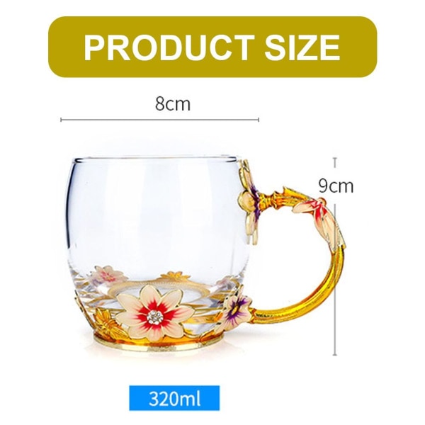Håndlavede glas kaffekopper med skeer, 320 ml kopper,