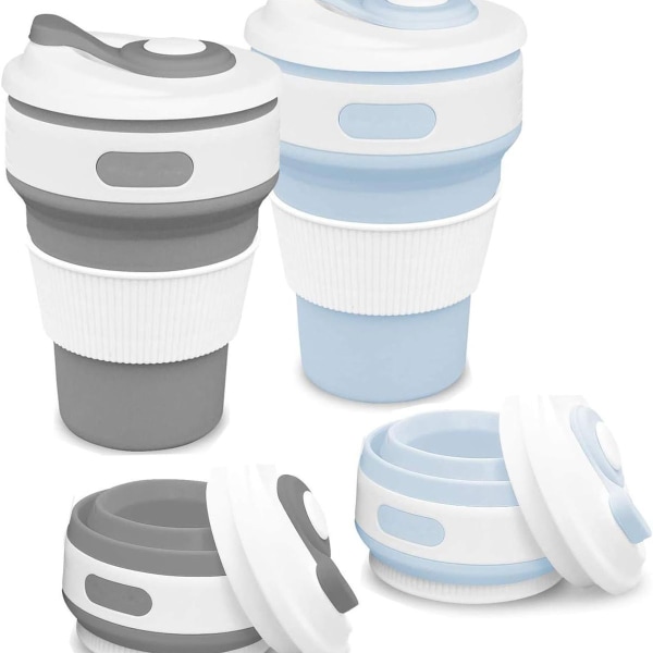 Sammenfoldelige kopper, 2 bærbare silikonekopper, rejsekaffekopper, genanvendelige