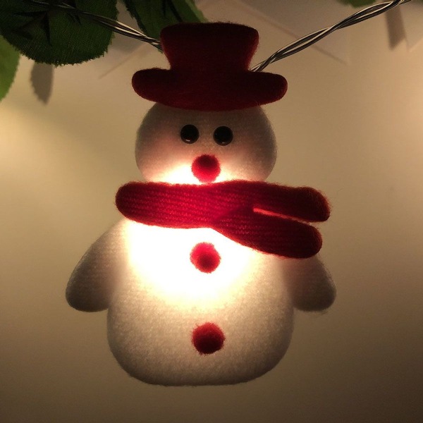 Jul LED String Lights, 10 LED Plysch Snowman String Lights KLB