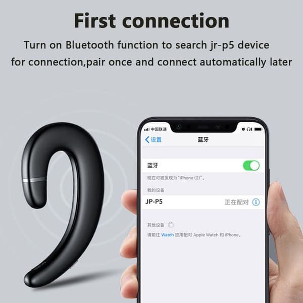 Bluetooth-hodetelefoner med ørekrok, headset uten svart