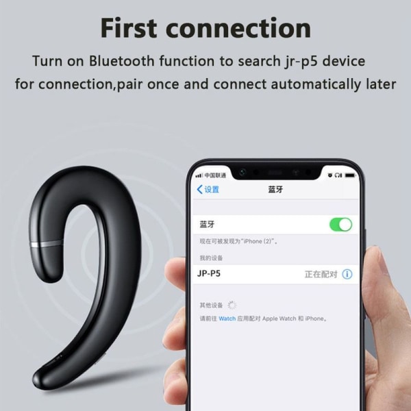 Bluetooth høretelefoner med ørekrog, headset uden sort