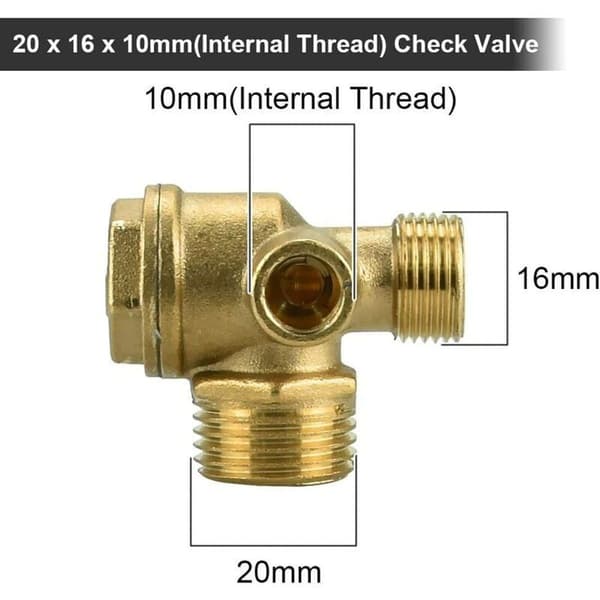 2 stk. Kobber Kompressor Tjekventil 10mm 16mm 20mm Anti Rust Kompressor Tjekventil