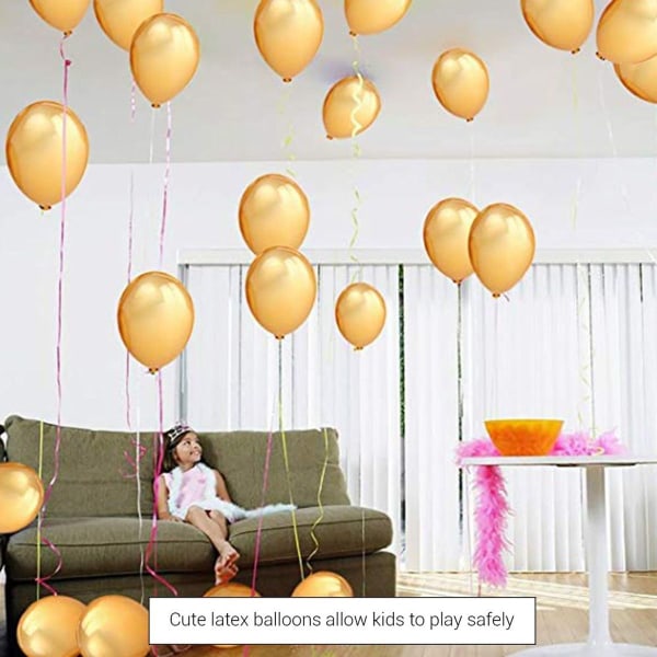 100 st Gold Pearl Latex Ballonger Metalliska Helium Ballonger KLB