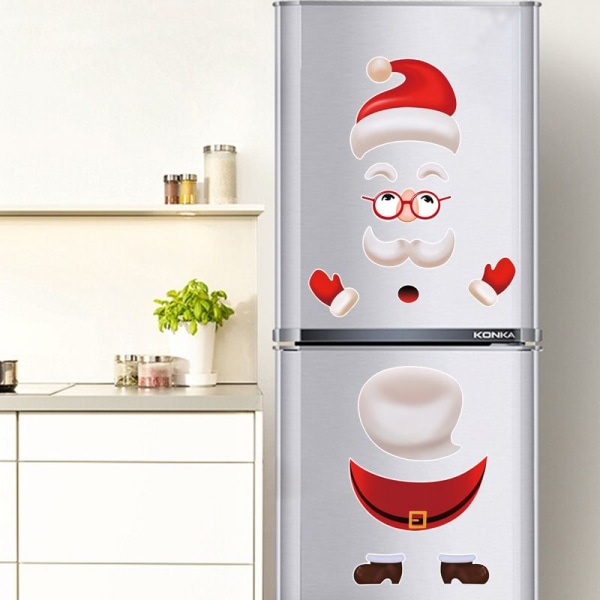 Julenissen-klistremerker til kjøleskap, julepynt, ripefritt vinduer, 12 stk sett