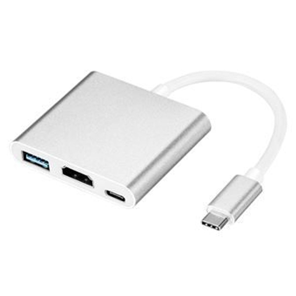 1 i 1 Type C til 4K HDMI USB 3.0 USB-C-adapter sølv