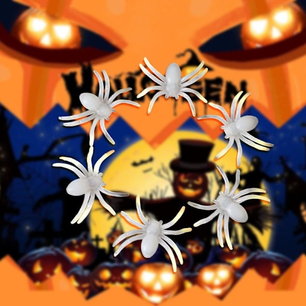 100 stk Halloween-edderkoppdekorasjoner Kunstig fargerik skummel edderkopp for innendørs