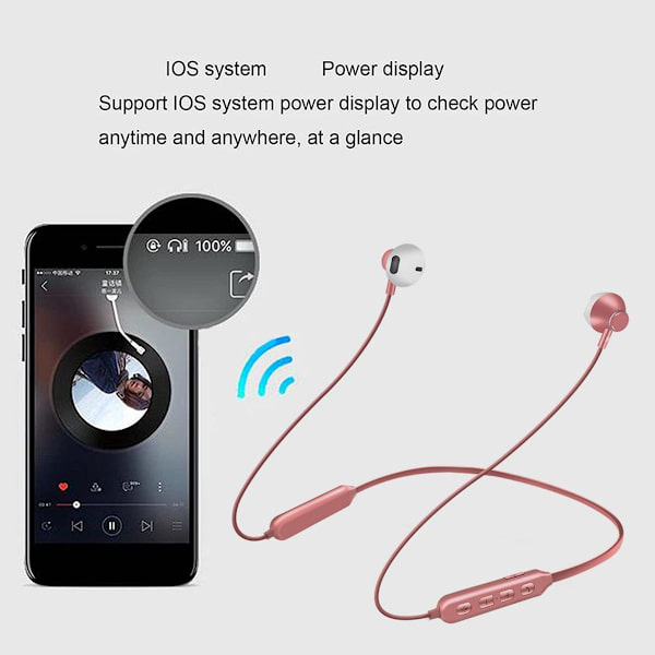 Bluetooth-hörlurar sport i örat, Bluetooth 5.0 rosa