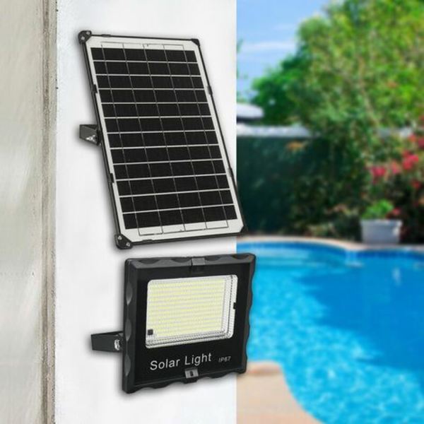 Solcellsstrålkastare LED utomhus solcellslampa LED 335LED med fjärrkontroll för trädgårdsgård utomhus,