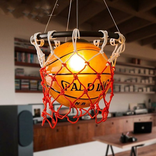 Hengende lys Creative Basketball Hengende lys Glass lampeskjerm Lysekrone med E27 Kobber lampeholder KLB
