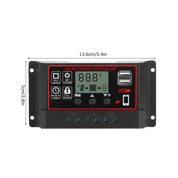 30A solcellelader digital display fotovoltaisk KLB