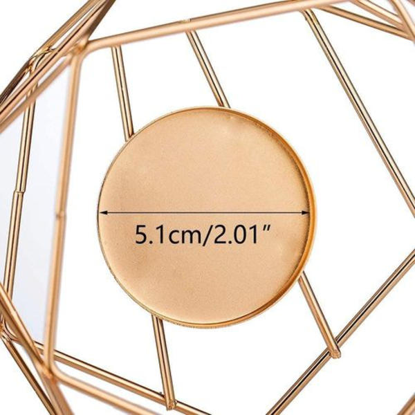 Tealjusstake i metall - set om 2 geometriska tealjus