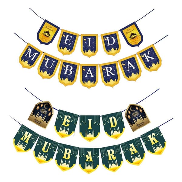 sett Eid Mubarak Ramadan feiring dekorasjon, Eid Mubarak banner Ramadan vimpel KLB