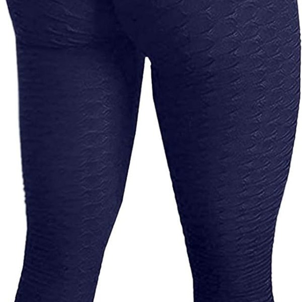 Berömda leggings, dam rumplyftande yogabyxor höga 01 marinblå KLB