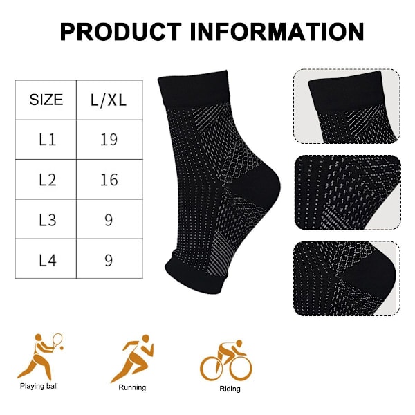 3 par med Soothe Relief kompresjonsstrømper, fitness kompresjon L/XL KLB