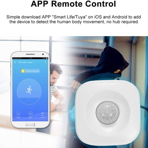 OWSOO PIR bevægelsessensor WiFi, trådløs passiv infrarød detektor,