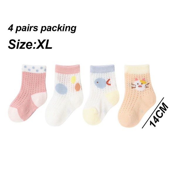 4 par strumpor för småbarn och flickor - mjuk bomull, XL KLB