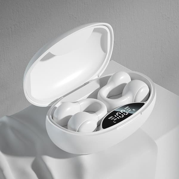Bluetooth trådløse øretelefoner øreklips headset knoglehvid