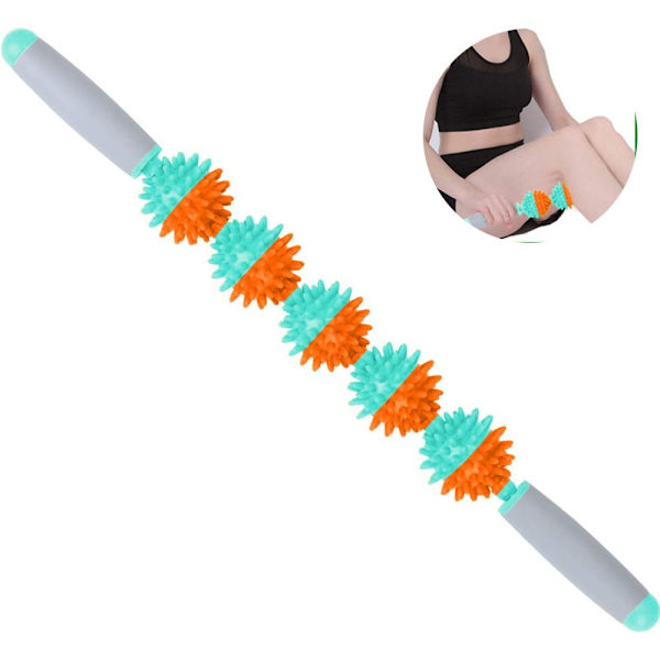 Fasciemassasjevals for cellulitter, muskelvalsestang, fettfrigivelse, oransje, fem baller