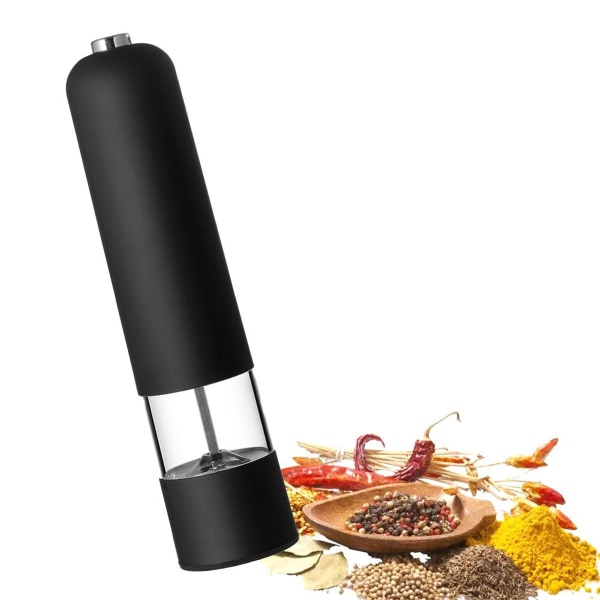 Elektrisk salt- og pepperkvern - automatisk, påfyllbar, svart