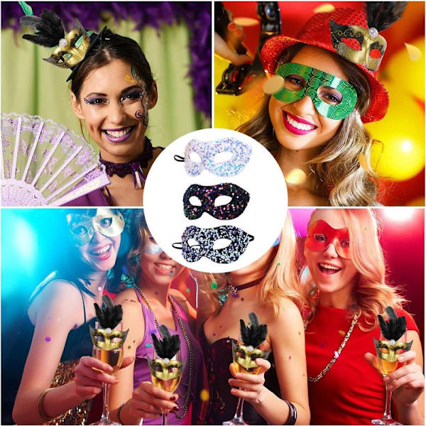 Maske for kvinner med paljetter for Halloween-karnevalfest