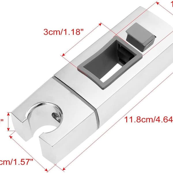 Glidande duschhållare för skena, 18x30 mm, rektangulär, krom ABS handduschhållare för