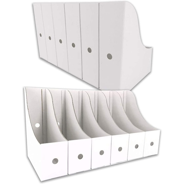 Magasinstativ (12 pakker, hvit) - filholder, skrivebordsfilorganisering, dokumentoppbevaringsboks, med etiketter