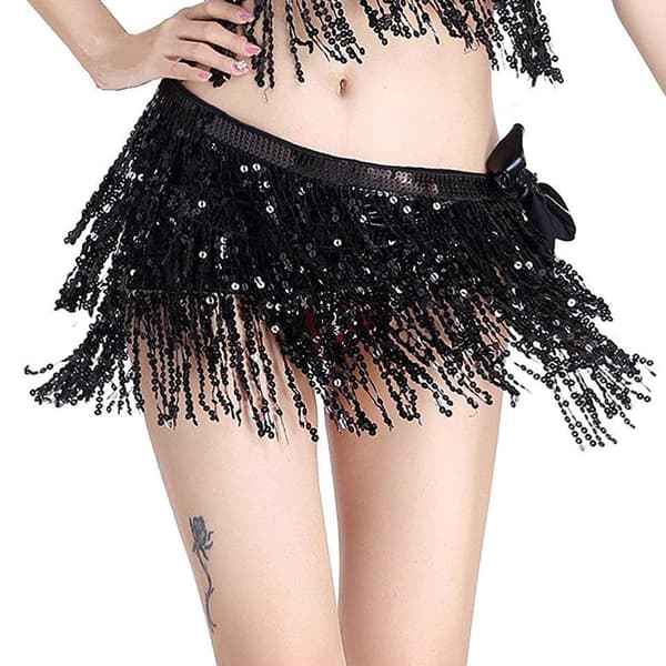 Mavedans hofte tørklæde til kvinder Performance Outfits nederdel i sort