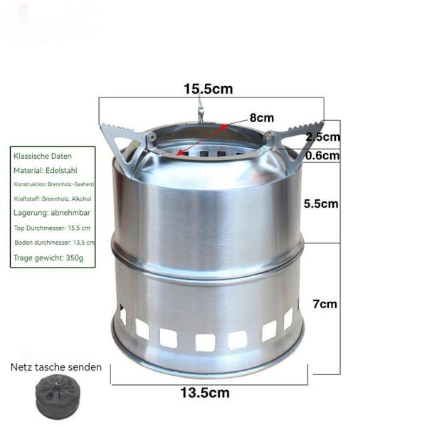 Multi Cooker Bærbar Camping Komfur Multi Cooker Udendørs Træ Komfur