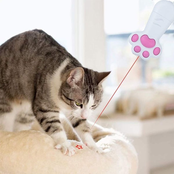 3-i-1 LED Pointer interaktivt legetøj til katte og hvid KLB