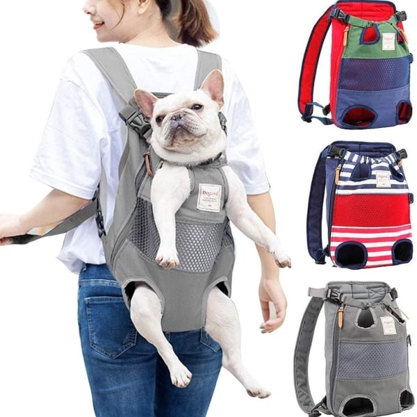 Ryggsäck för hund - Medium, justerbar (grå)