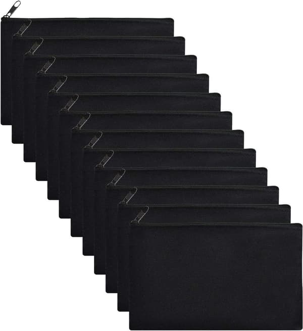 10-pack Blanka DIY-väskor i Canvas, Pennfodral, Kosmetikpåsar, 12-pack