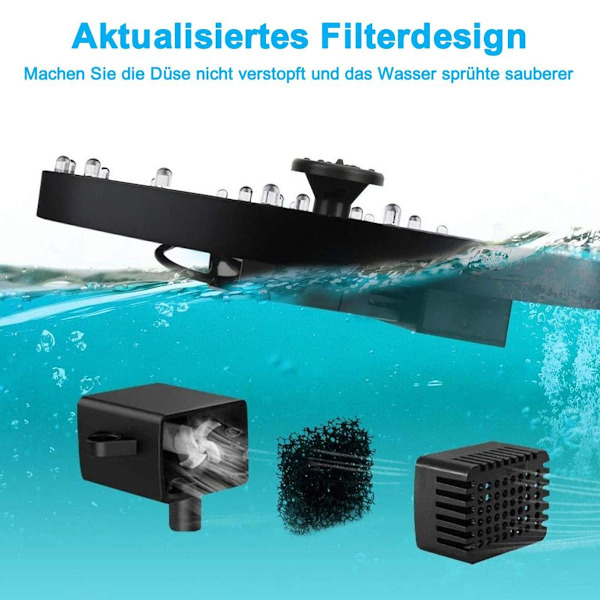 Solcellsfontän solcellsdammpump inbyggt batteristöd för KLB