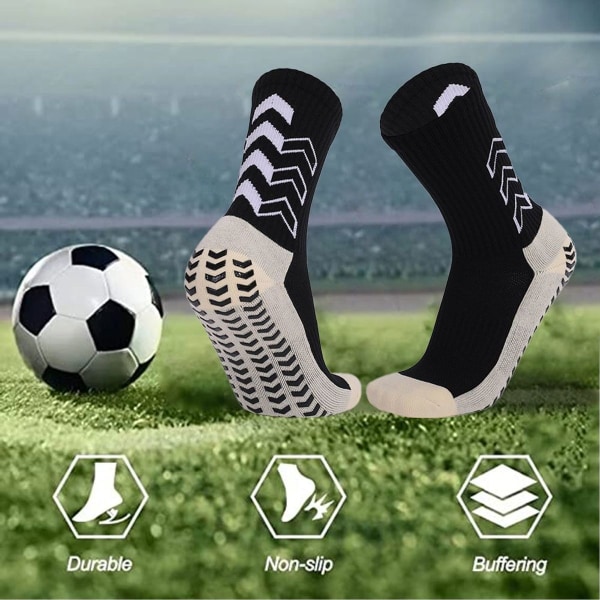 Aikuisten liukumattomat sukat Paksut Terry-jalkapallosukat Iskunkestävät mustat