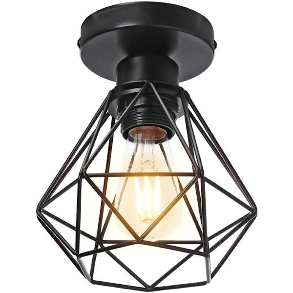 LED-loftslampe, IP54 vandtæt 12w udendørs loftslampe, sort lys, uden pære, pakke med 1 KLB
