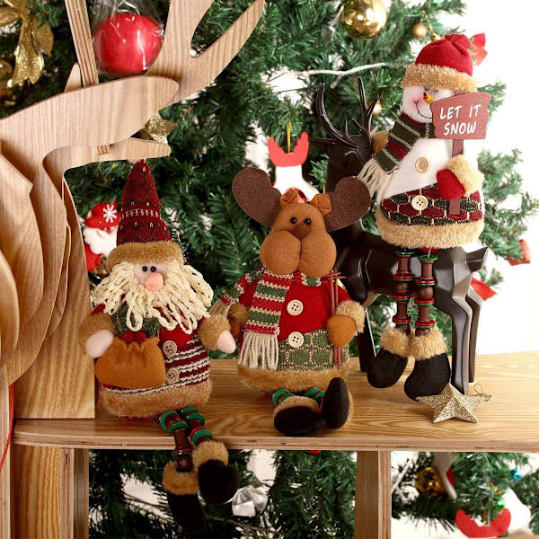 Siddende julemand, snemand, rensdyr, juledekoration KLB