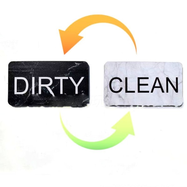 Clean Dirty Dishwasher" magnet, vendbart skilt "Dishwasher", form 1
