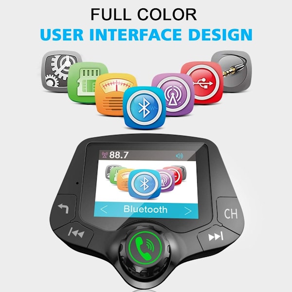 Bluetooth FM-sender 5V / 2.5A Hurtigoplader 3.0 Auto Auto trådløs MP3-afspiller KLB