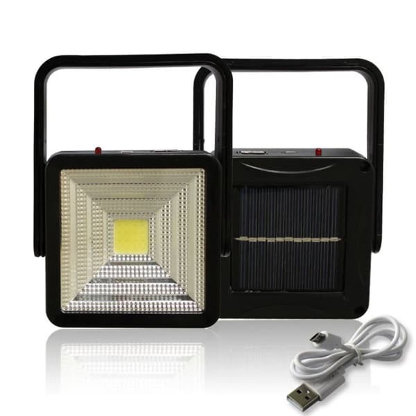 Solcellelys COB LED Campingteltlys Utendørs Bærbar Spotlight (Svart)
