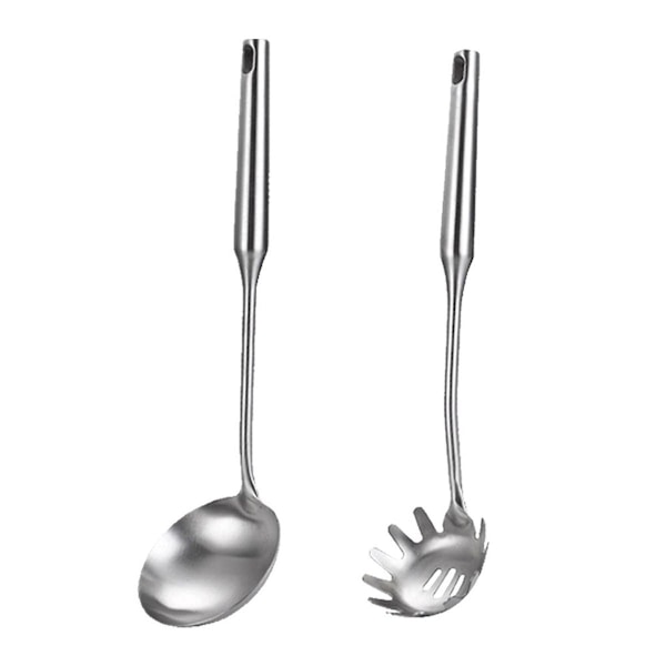 Køkkenredskabssæt i rustfrit stål, 2 dele. Helt i metal 201# suppeske + 201# nudel