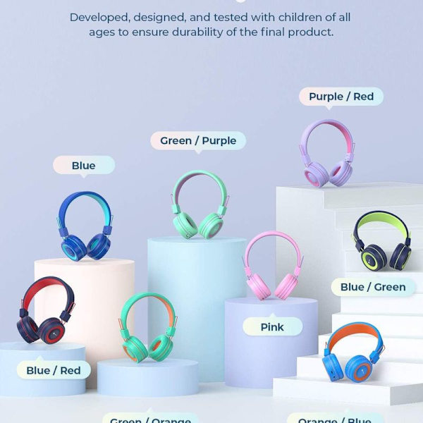 Børns Bluetooth-headset. Børneheadset med grøn/orange