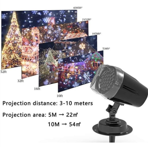 Snefnug Jul Lys LED Projektionslys Fjernbetjening Timer Funktion Vandtæt Laserlys Jul Projektor Udendørs