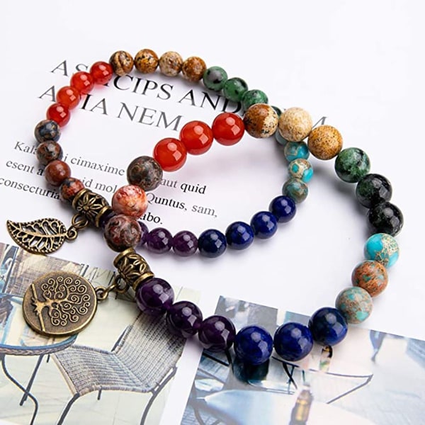 Naturlig kristallhealingstenar armband dubbel chakra armband KLB